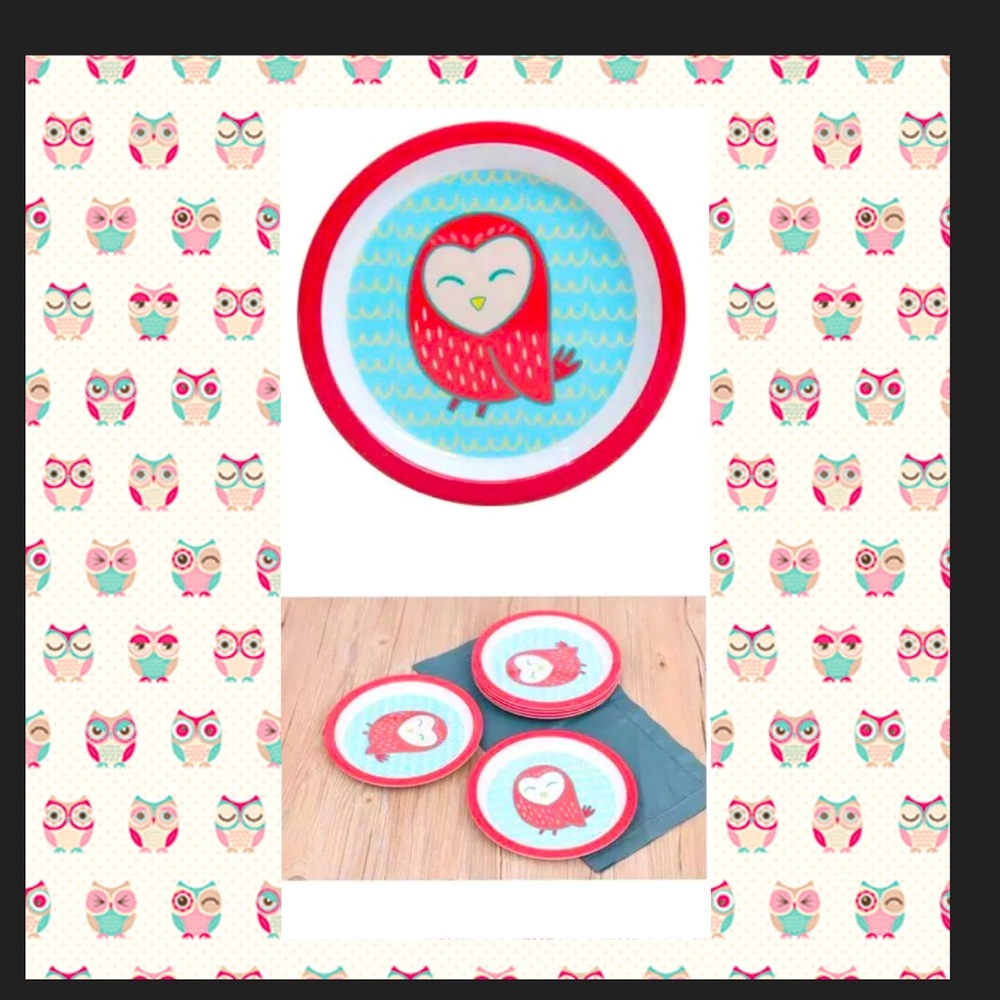 New First Design Global Owl Kids plate Set, 6